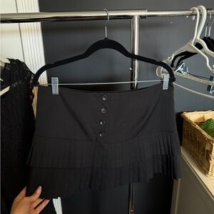 bebe Black Buttoned Pleated Mini Skirt